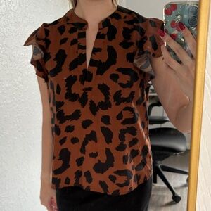 SHEIN Brown and Black Animal Print Blouse